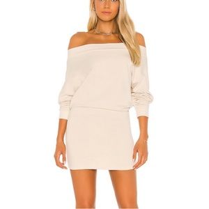Indah Off-Shoulder Cream Mini Dress
